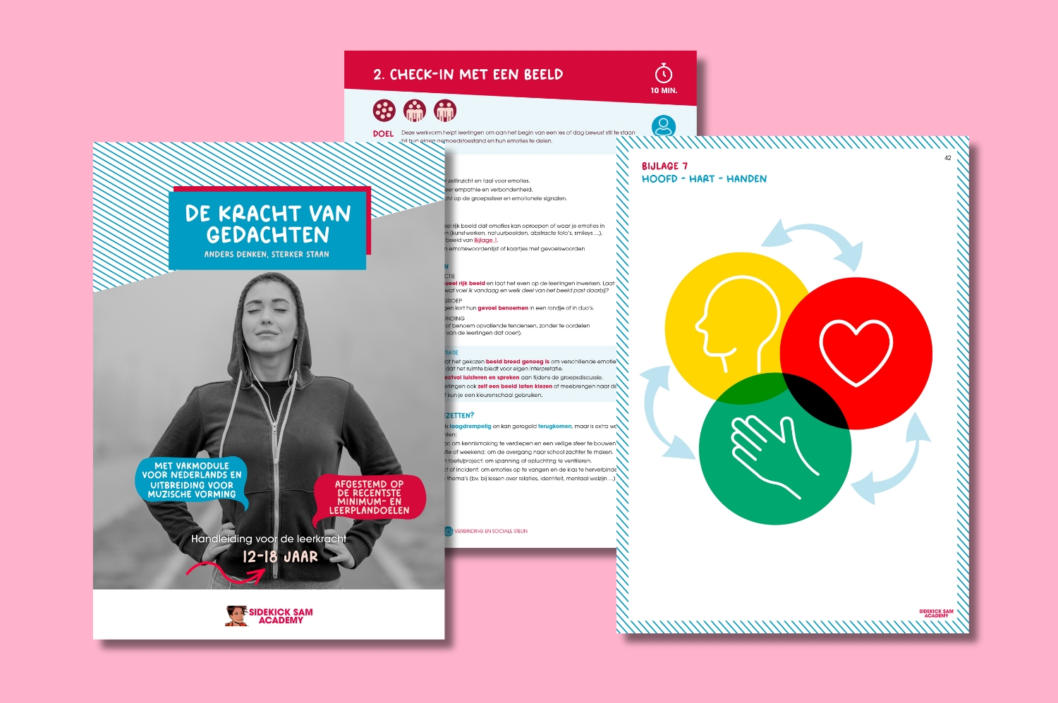 Voorbeelden van pagina's uit lespakket Check-in Check-out voor Sidekick Sam Academy